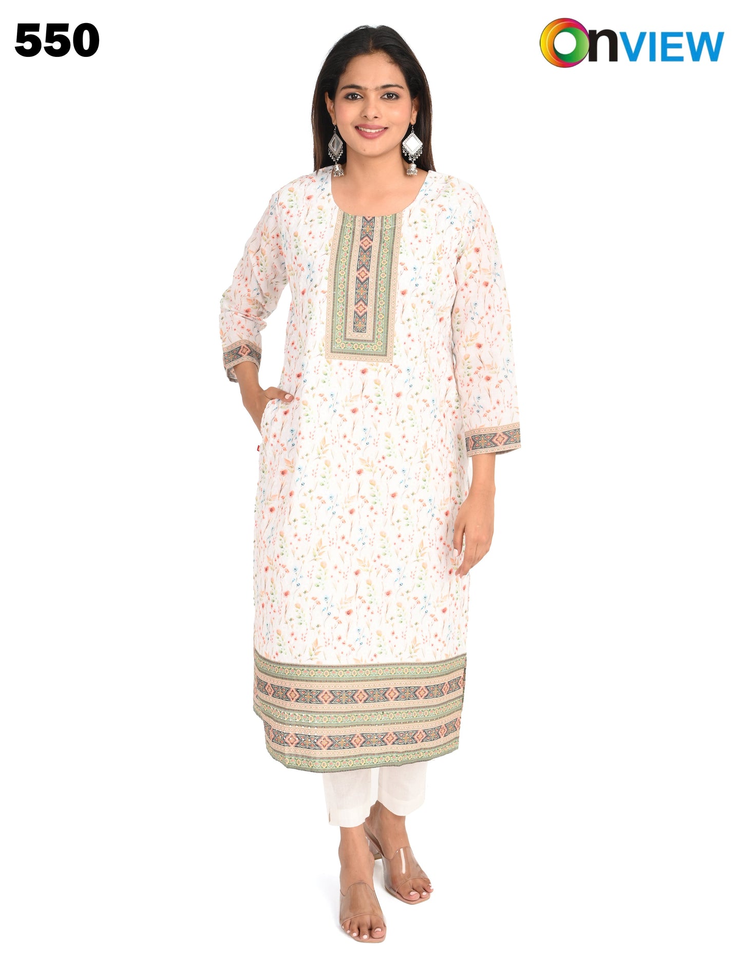 ONVIEW | 550 | COTTON CHIKANKARI WORK WITH DIGITAL PRINT