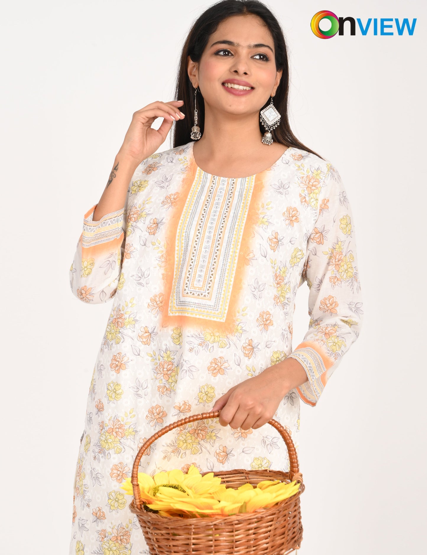 ONVIEW | 991 | COTTON CHIKANKARI WORK WITH DIGITAL PRINT
