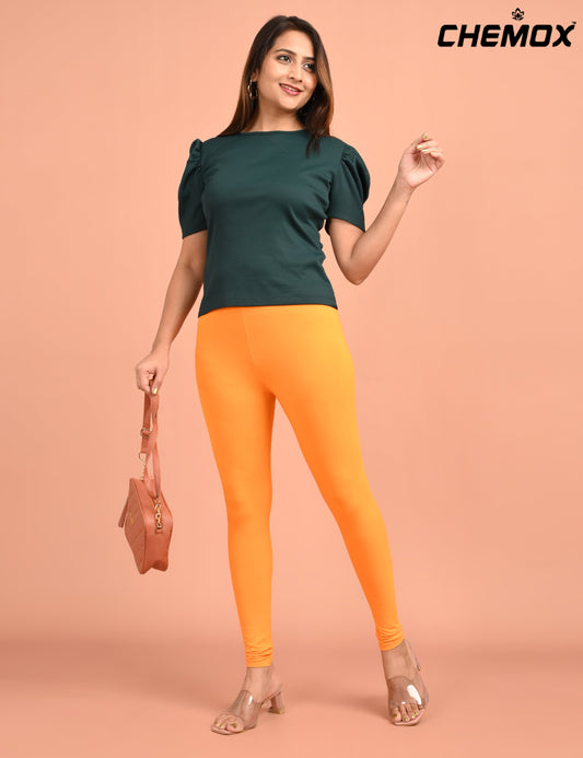 CHEMOX | 214 | Golden Yellow Cotton Lycra Ankle Length Legging 180gsm