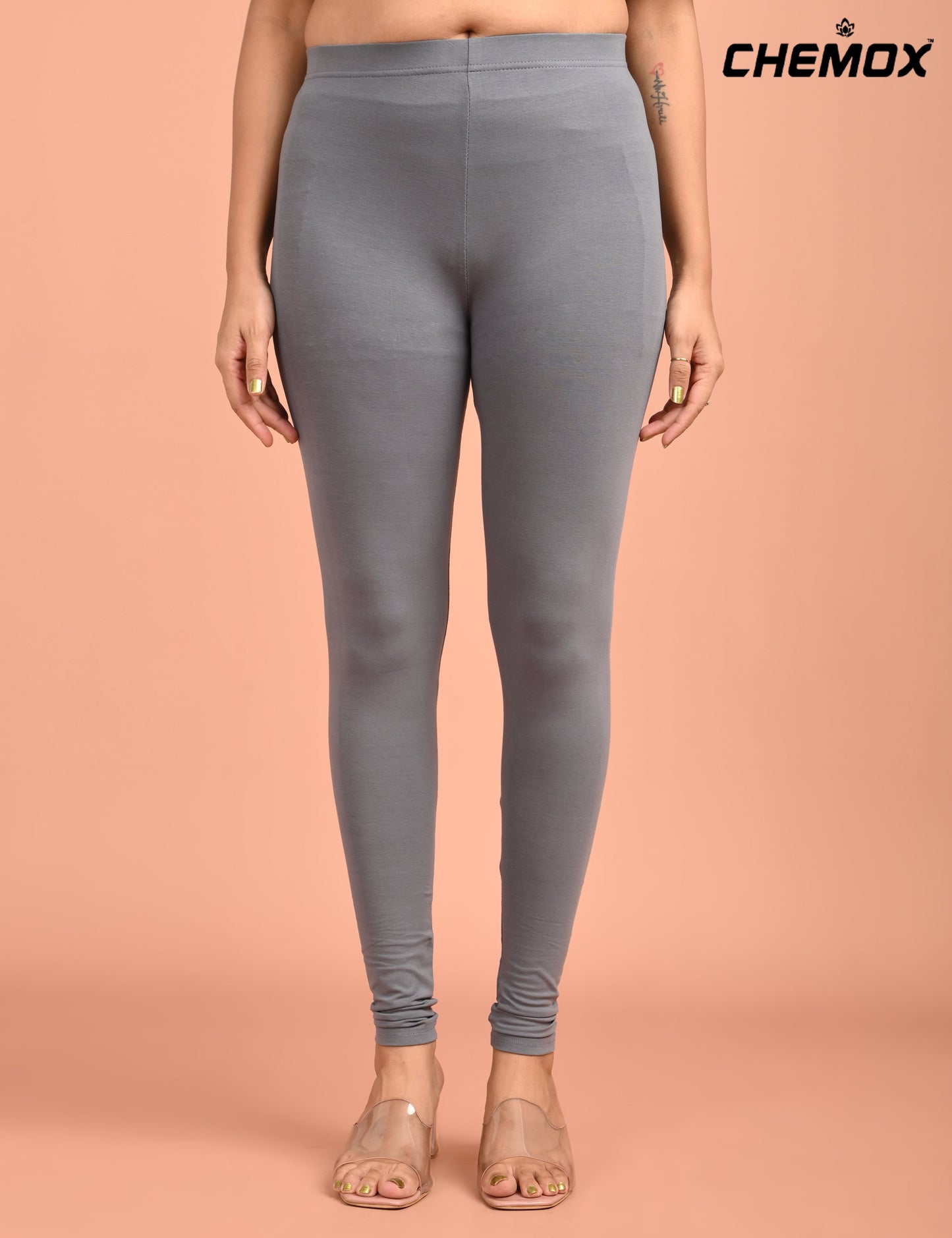 CHEMOX | 217 | Steel Grey Cotton Lycra Ankle Length Legging 180gsm