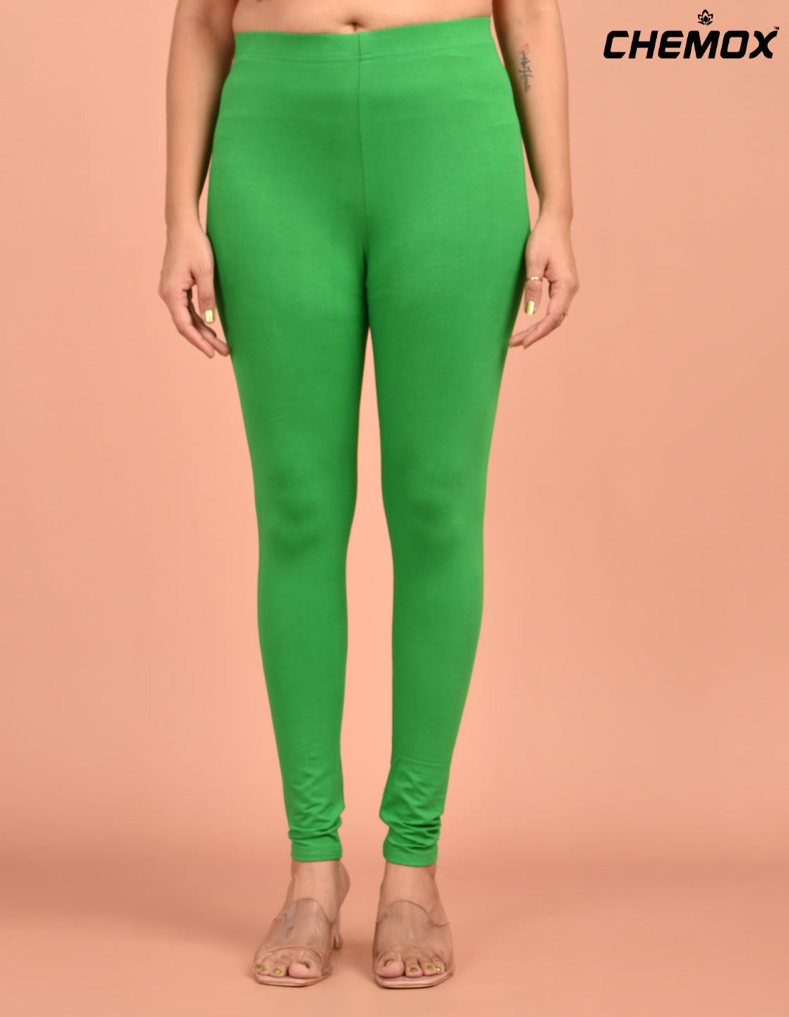 CHEMOX | 229 | Leaf Green Cotton Lycra Ankle Length Legging 180gsm