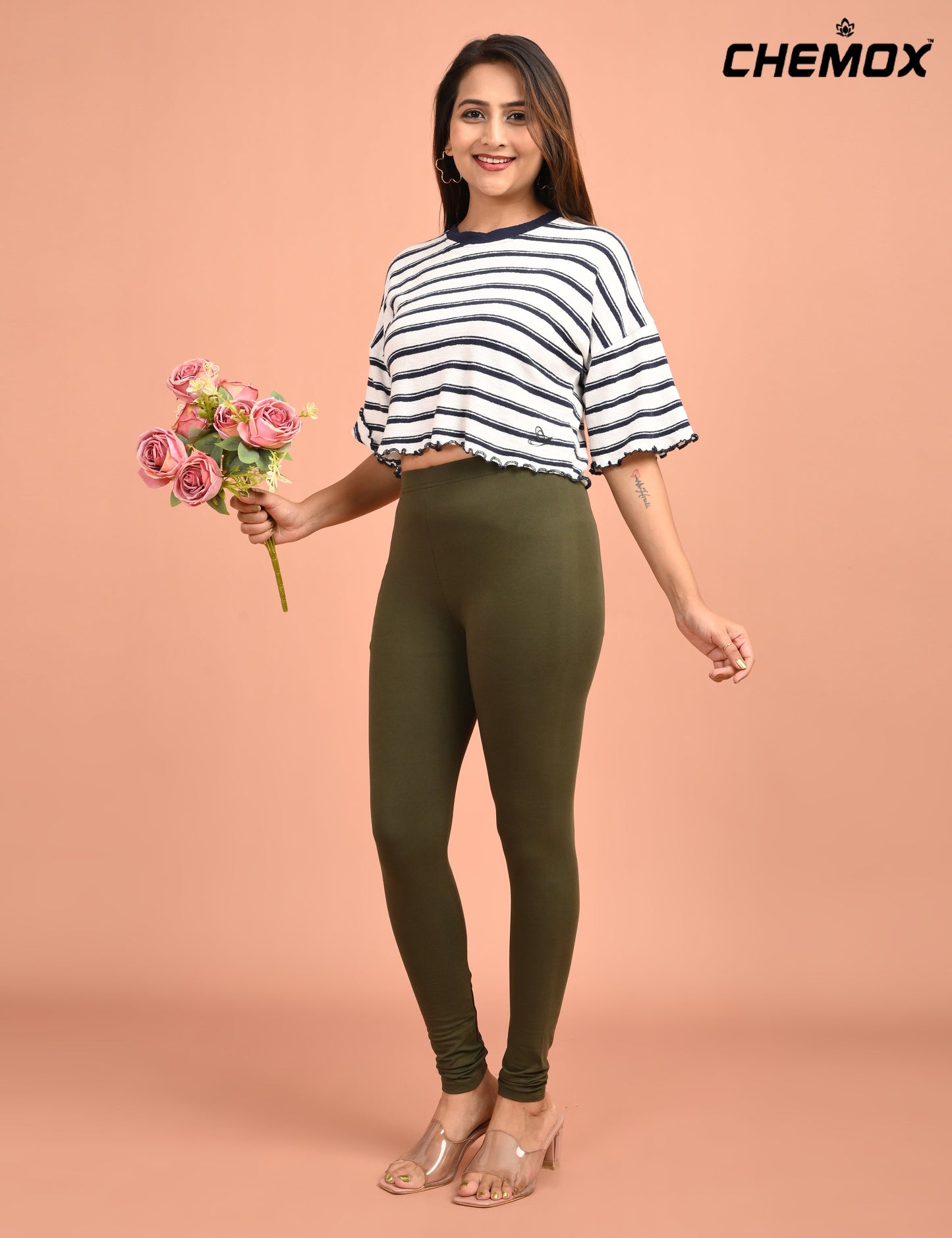 CHEMOX | 236 | Military Green Cotton Lycra Ankle Length Legging 180gsm