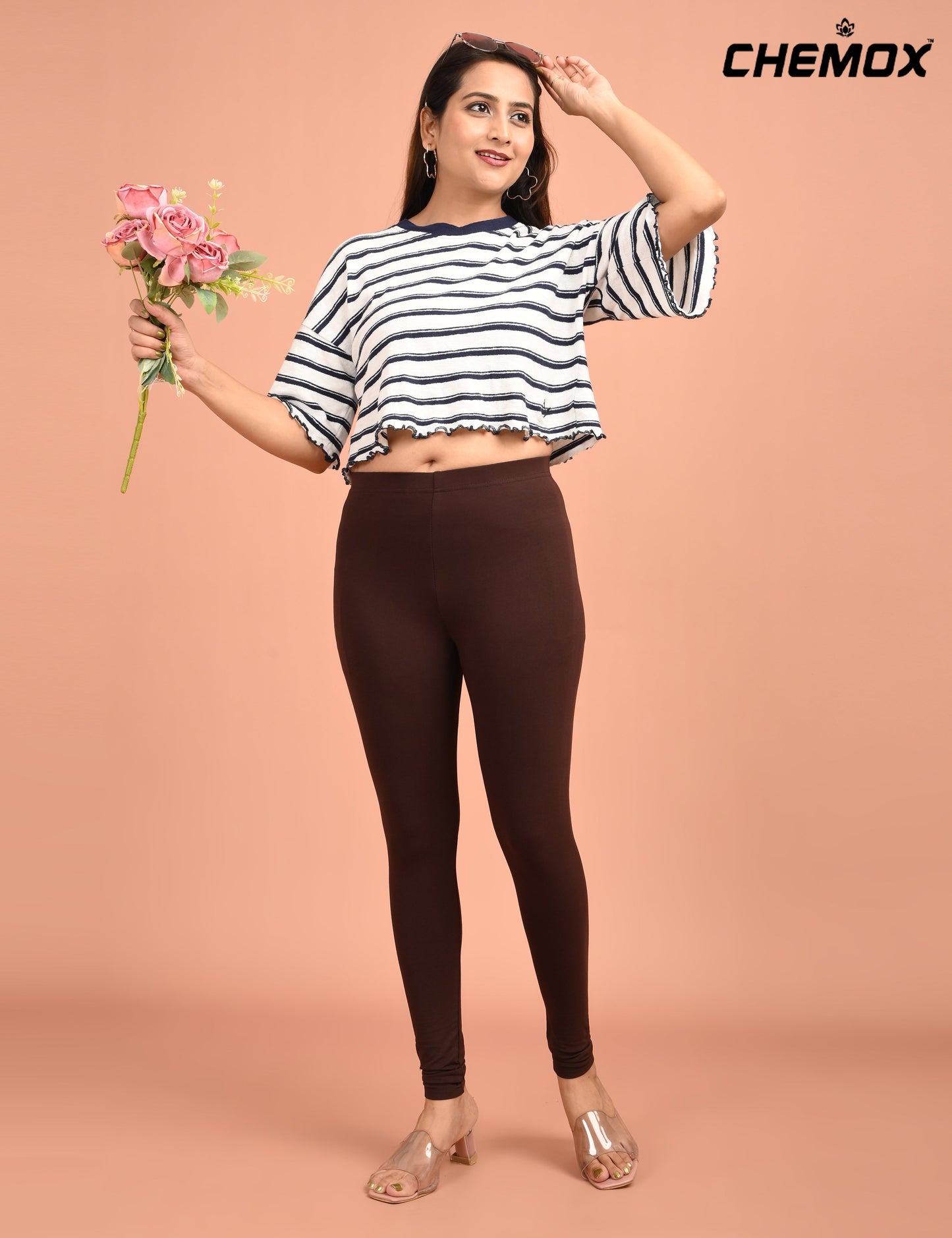 CHEMOX | 258 | Brown Cotton Lycra Ankle Length Legging 180gsm