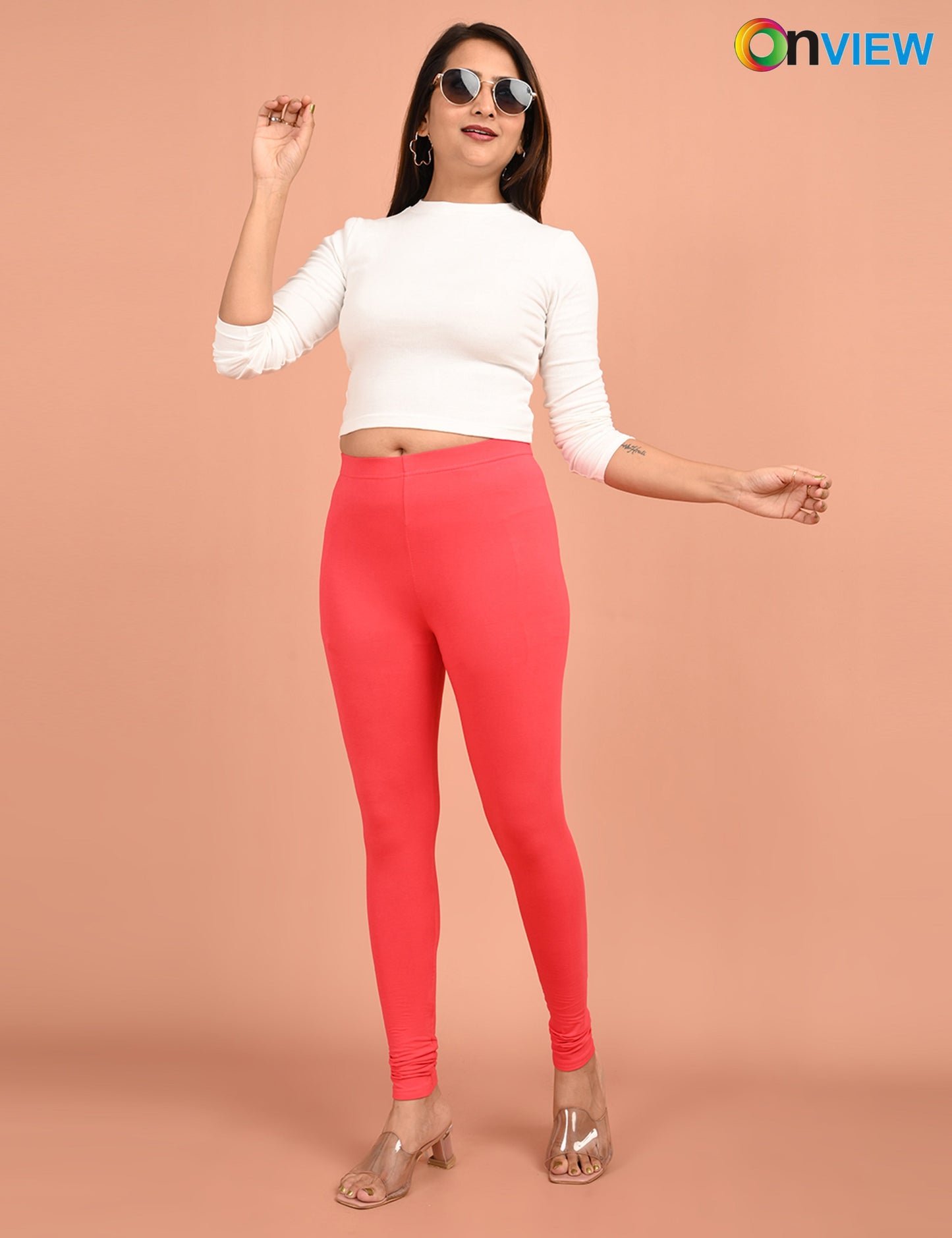 ONVIEW | 011 | Coral Cotton Lycra Ankle Length Legging 220gsm