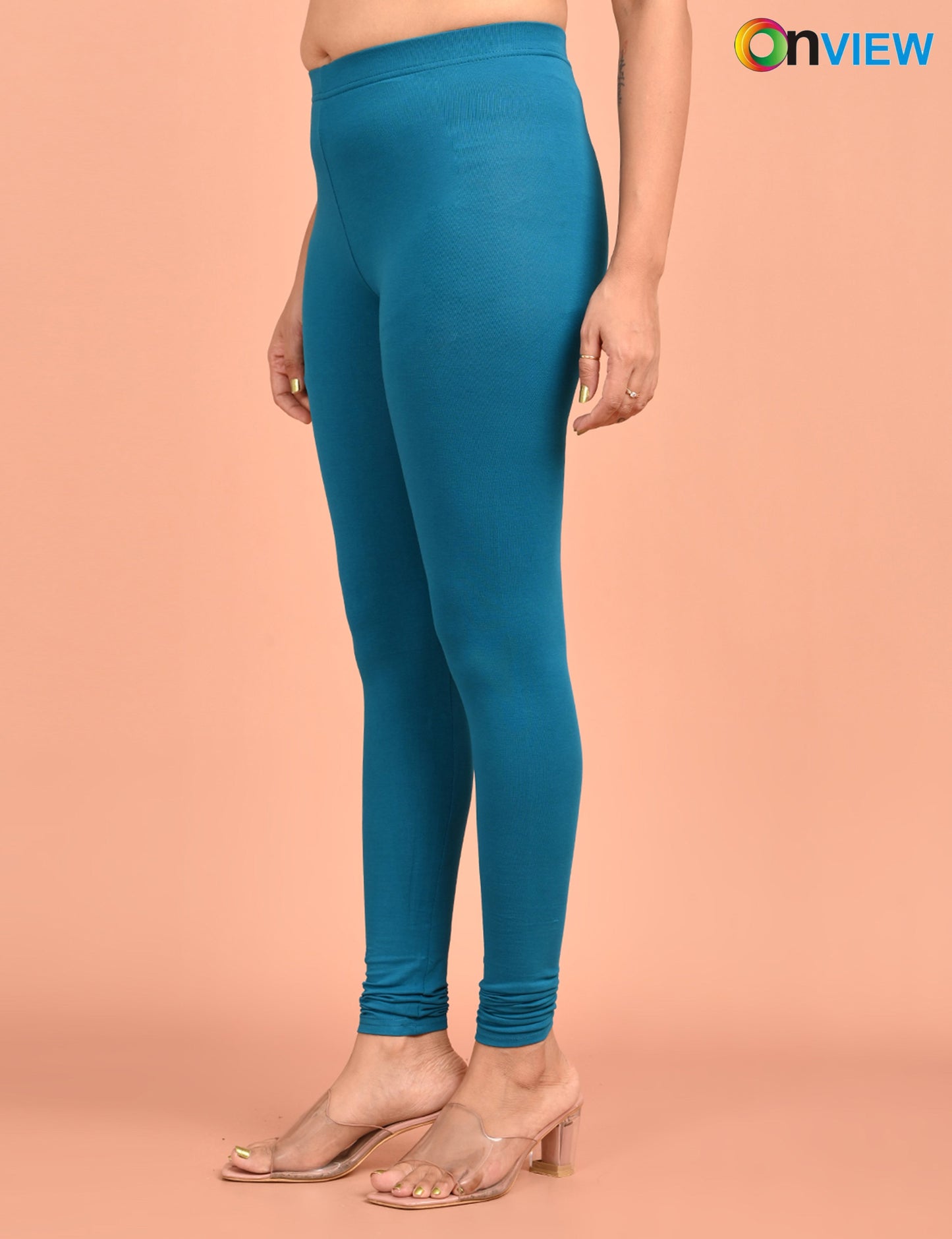 ONVIEW | 021 | Petrol Blue Cotton Lycra Ankle Length Legging 220gsm