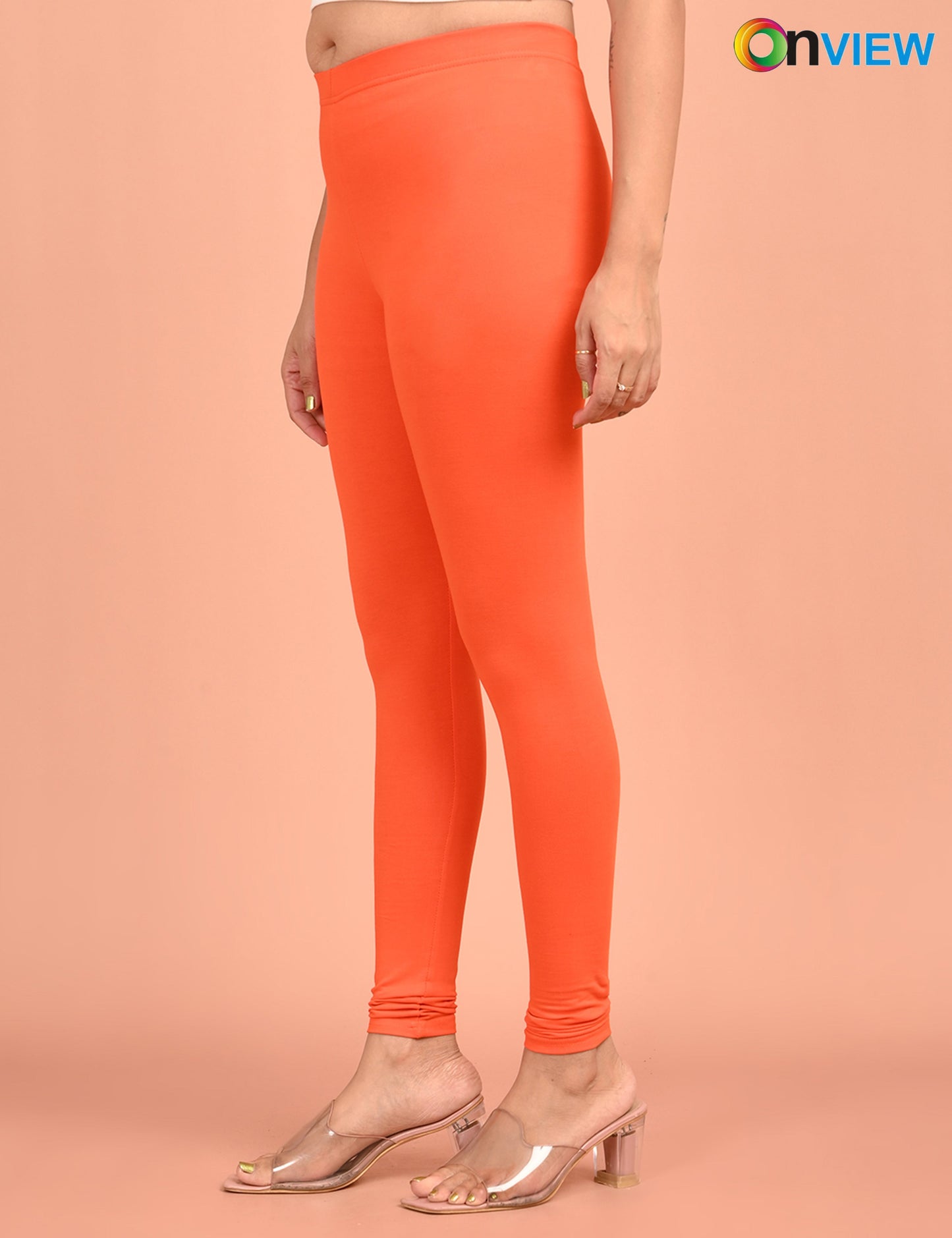 ONVIEW | 022 | Orange Cotton Lycra Ankle Length Legging 220gsm