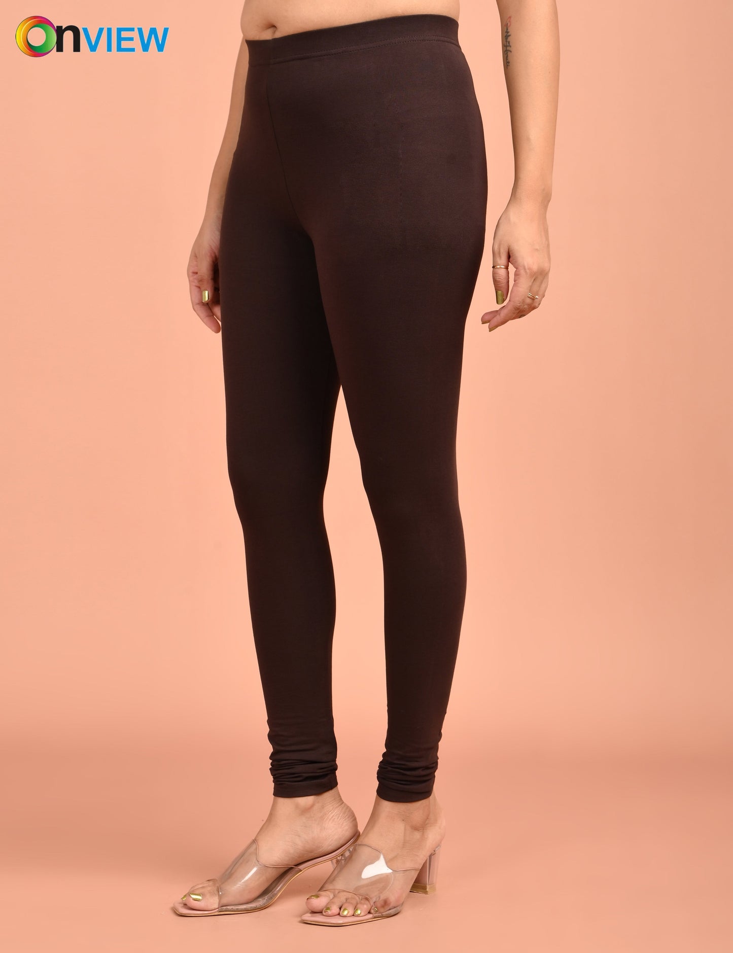 ONVIEW | 024 | Coffee Brown Cotton Lycra Ankle Length Legging 220gsm