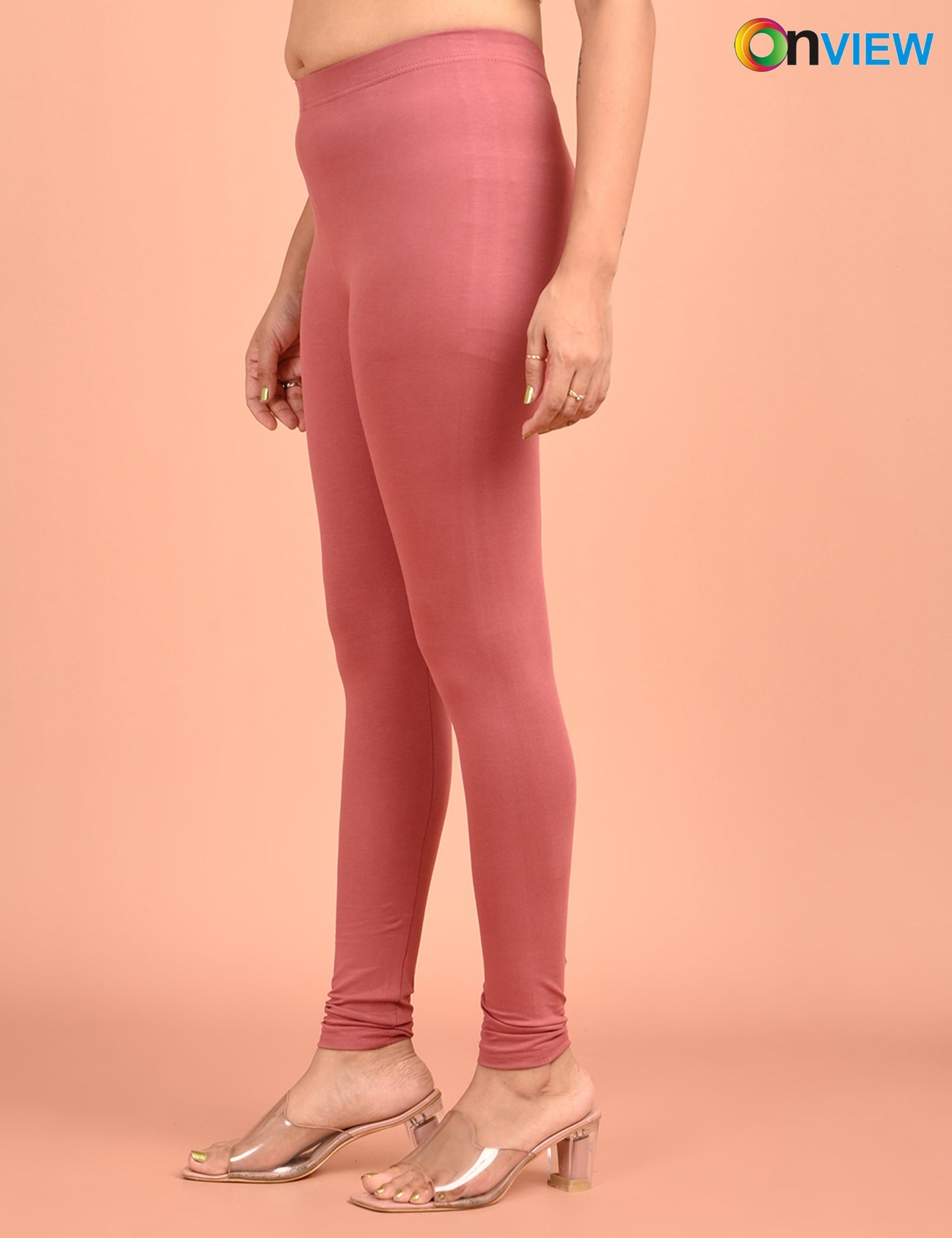 ONVIEW | 038 | Dusty Pink Cotton Lycra Ankle Length Legging 220gsm