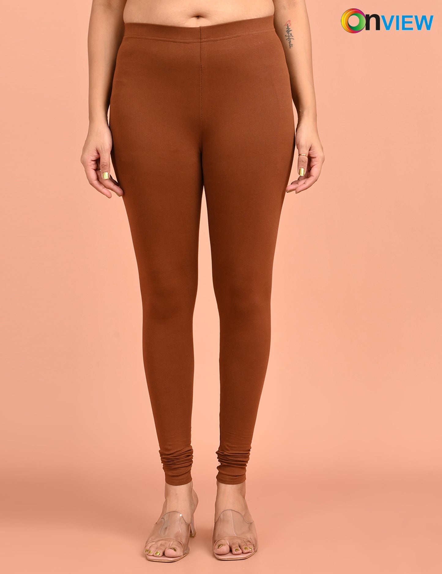 ONVIEW | 053 | Chocolate Brown Cotton Lycra Ankle Length Legging 220gsm