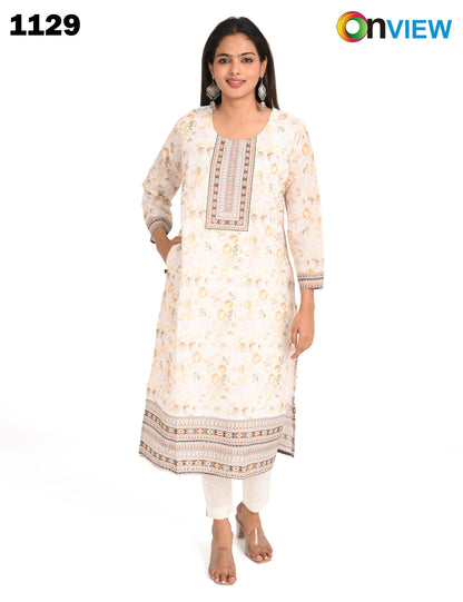 ONVIEW | 1129 |  COTTON CHIKANKARI WORK WITH DIGITAL PRINT