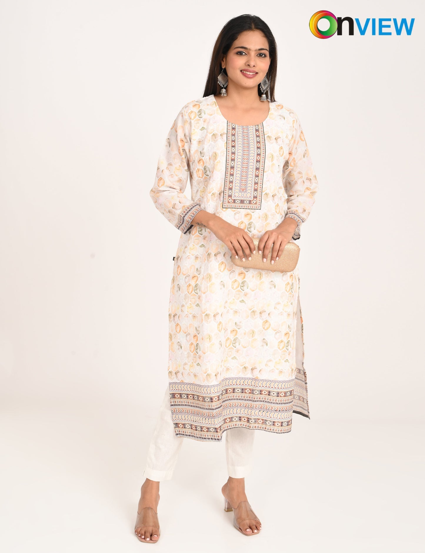 ONVIEW | 1129 |  COTTON CHIKANKARI WORK WITH DIGITAL PRINT