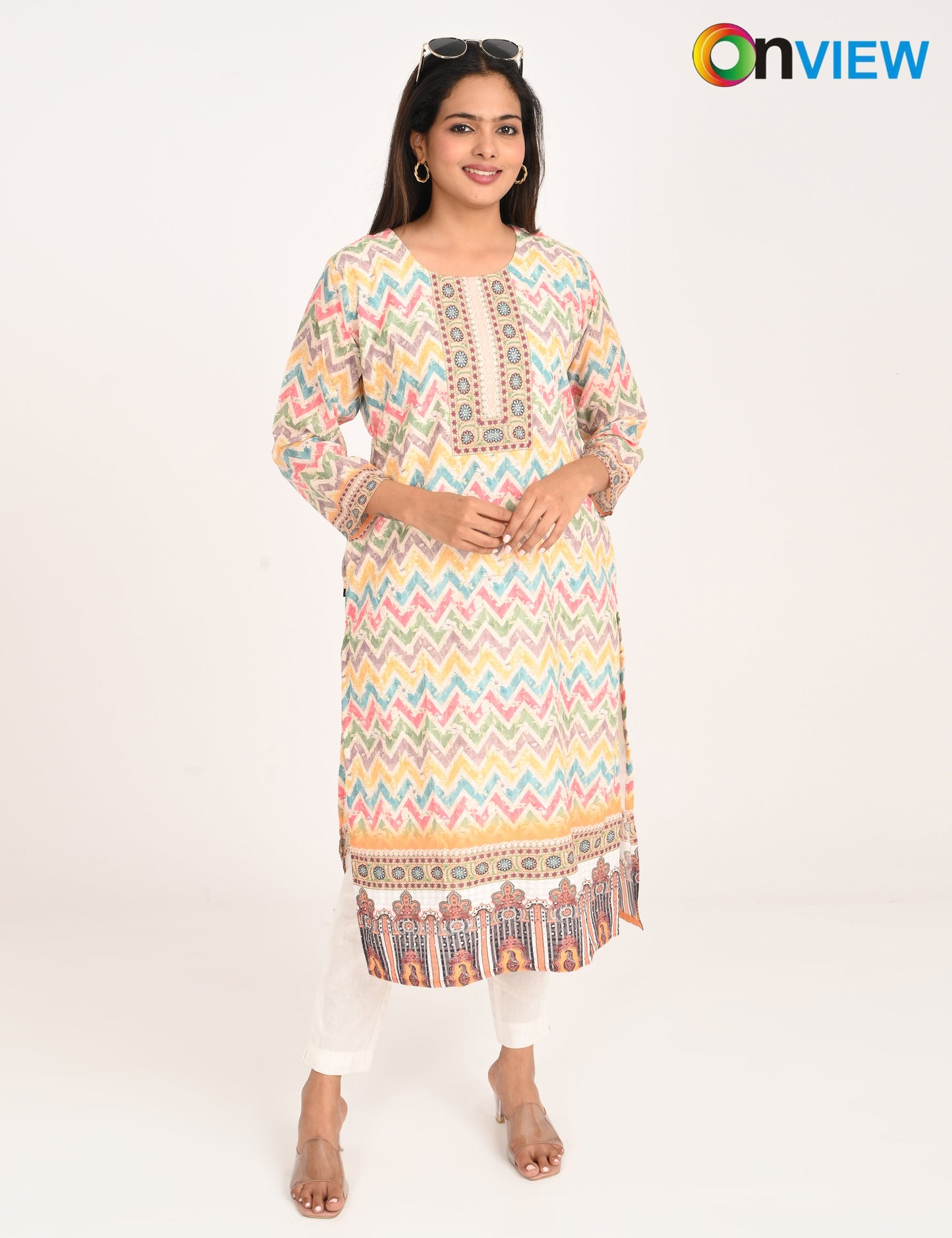 ONVIEW | 1130 |  COTTON CHIKANKARI WORK WITH DIGITAL PRINT