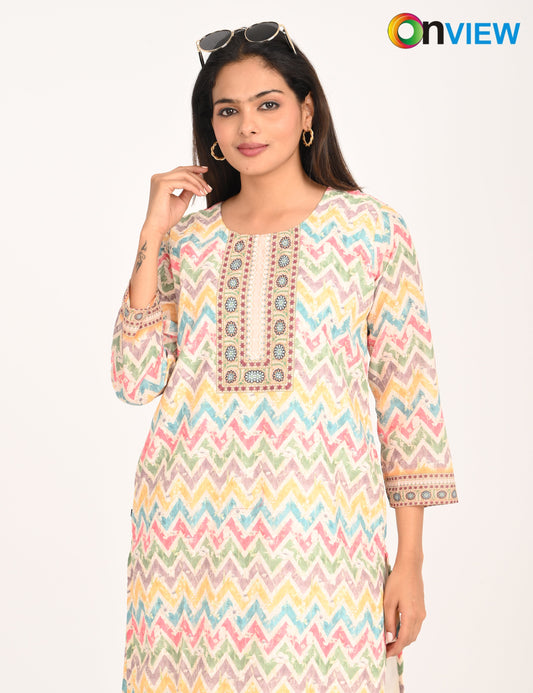 ONVIEW | 1130 |  COTTON CHIKANKARI WORK WITH DIGITAL PRINT