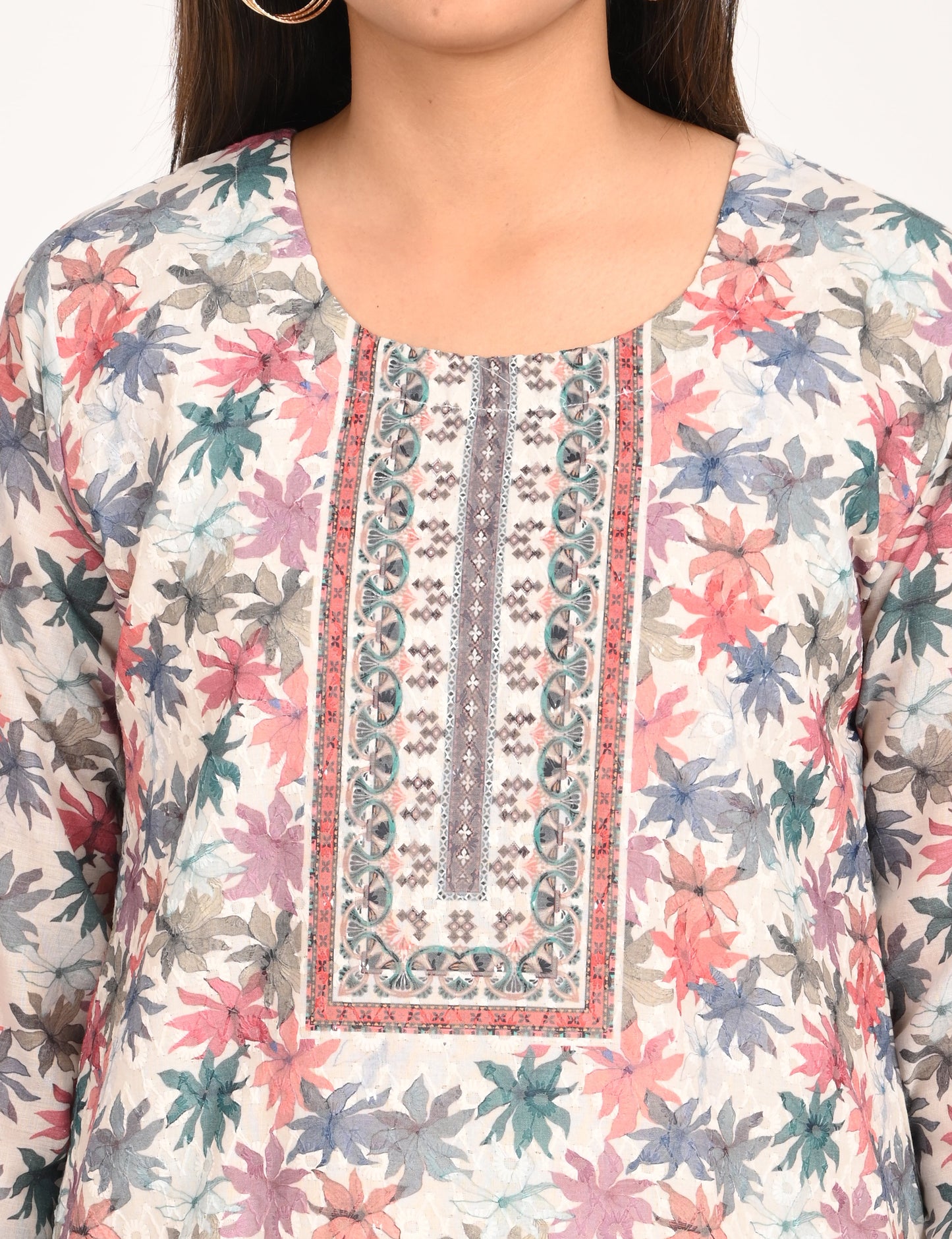ONVIEW | 516 | COTTON CHIKANKARI WORK WITH DIGITAL PRINT