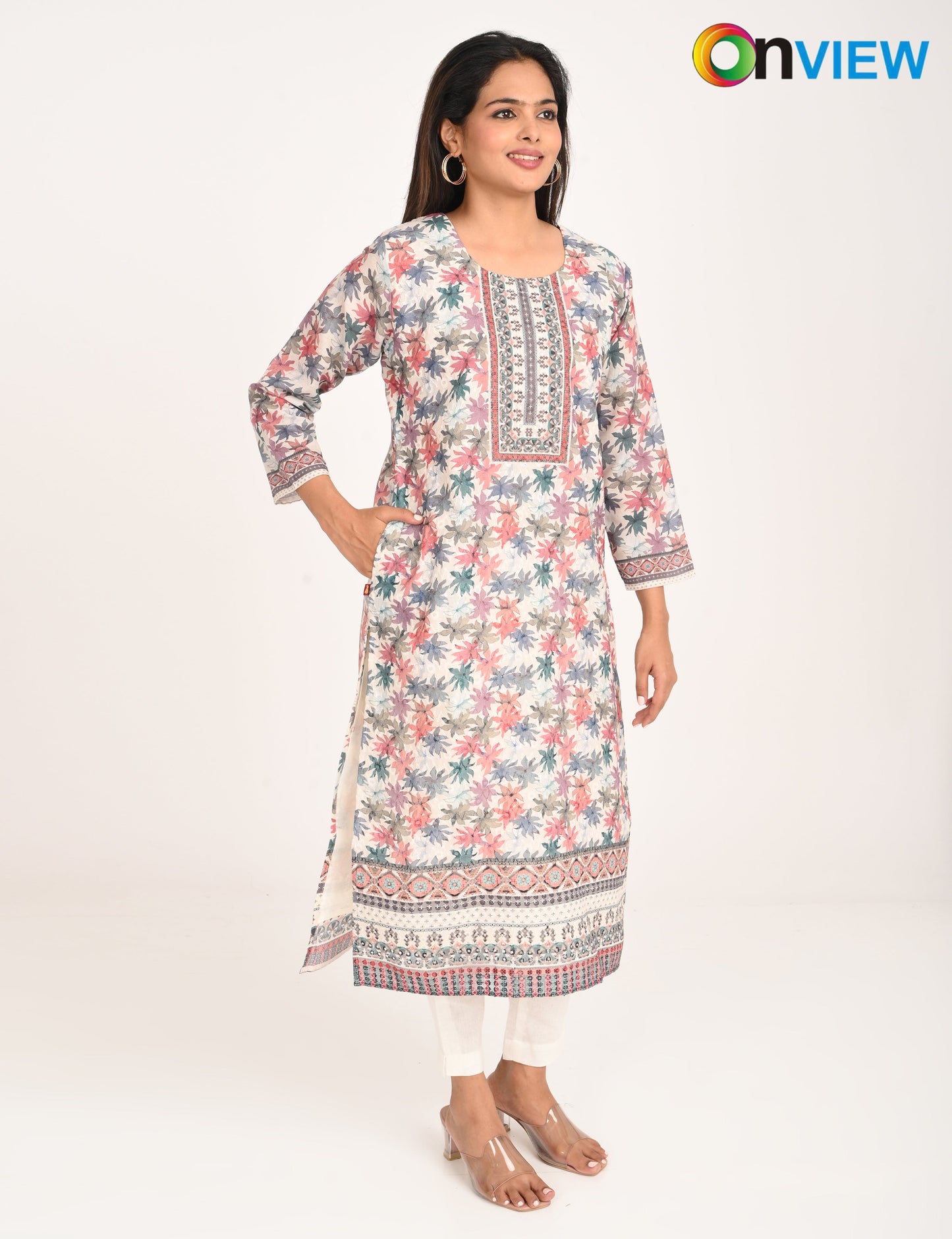 ONVIEW | 516 | COTTON CHIKANKARI WORK WITH DIGITAL PRINT