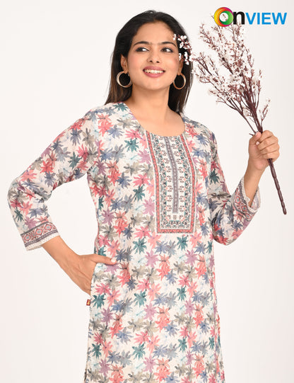 ONVIEW | 516 | COTTON CHIKANKARI WORK WITH DIGITAL PRINT