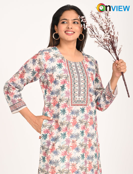 ONVIEW | 516 | COTTON CHIKANKARI WORK WITH DIGITAL PRINT