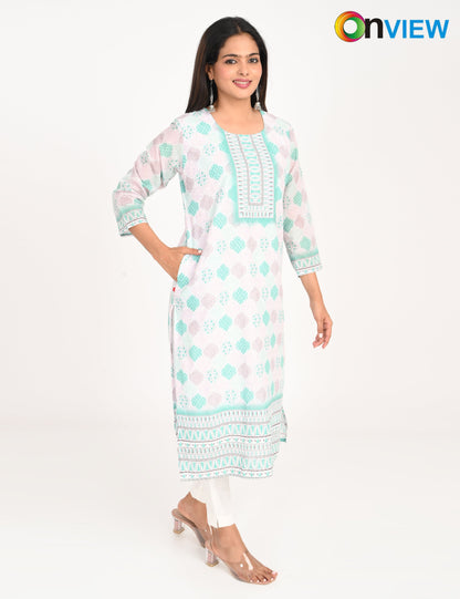 ONVIEW | 527 | COTTON CHIKANKARI WORK WITH DIGITAL PRINT