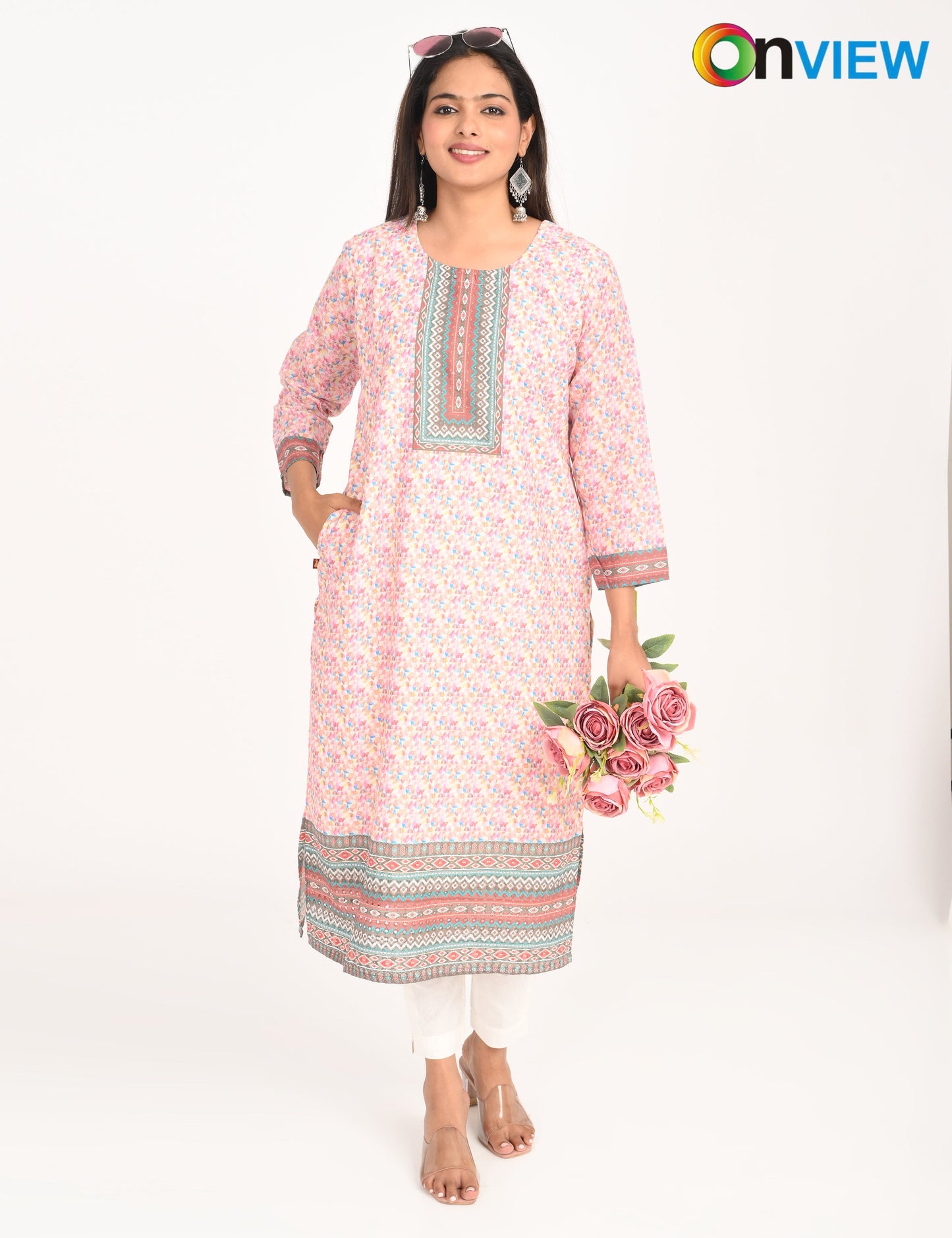 ONVIEW | 528 | COTTON CHIKANKARI WORK WITH DIGITAL PRINT