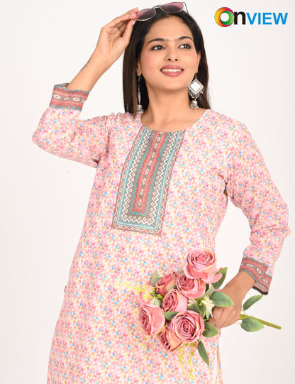 ONVIEW | 528 | COTTON CHIKANKARI WORK WITH DIGITAL PRINT