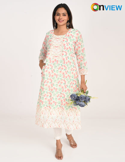 ONVIEW | 529 | COTTON CHIKANKARI WORK WITH DIGITAL PRINT