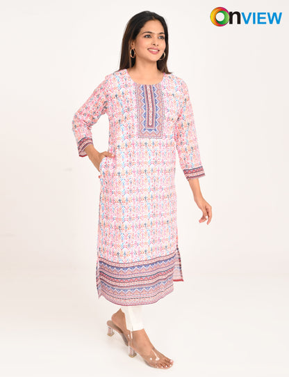 ONVIEW | 530 | COTTON CHIKANKARI WORK WITH DIGITAL PRINT