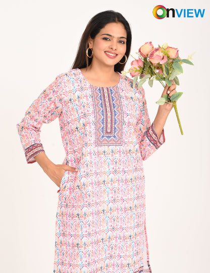 ONVIEW | 530 | COTTON CHIKANKARI WORK WITH DIGITAL PRINT