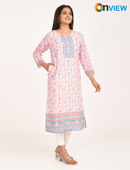 ONVIEW | 544 | COTTON CHIKANKARI WORK WITH DIGITAL PRINT