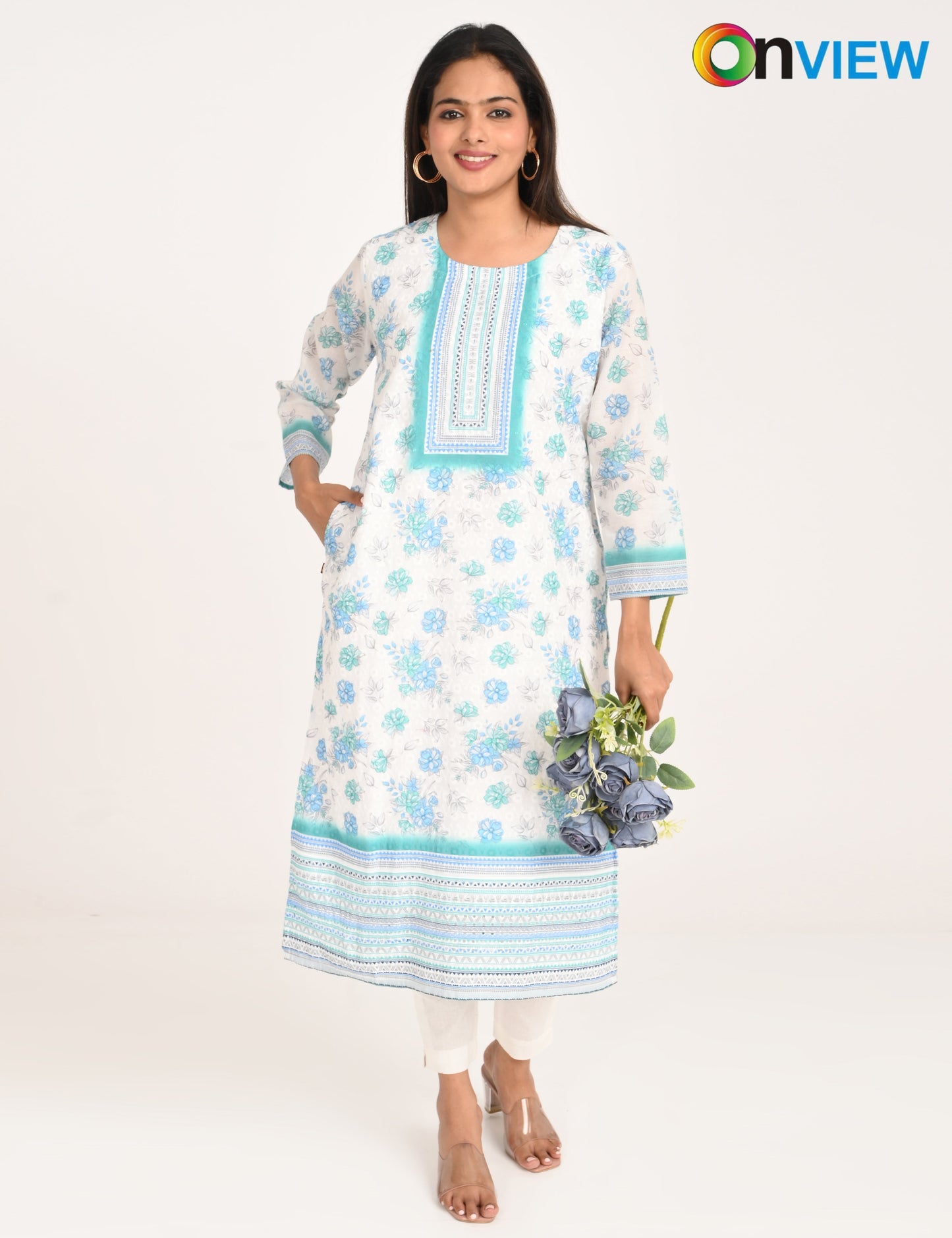 ONVIEW | 548 | COTTON CHIKANKARI WORK WITH DIGITAL PRINT