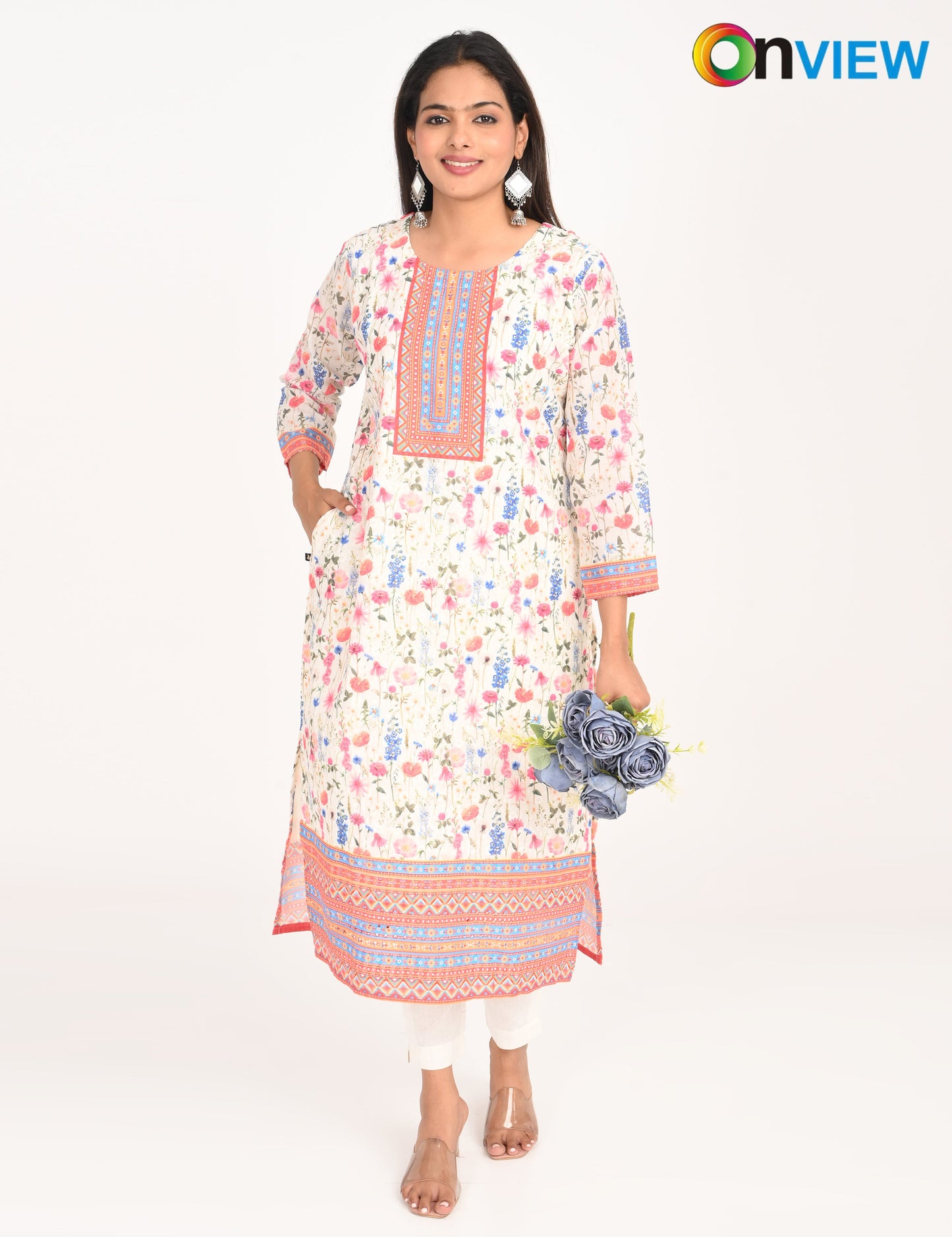 ONVIEW | 549 | COTTON CHIKANKARI WORK WITH DIGITAL PRINT