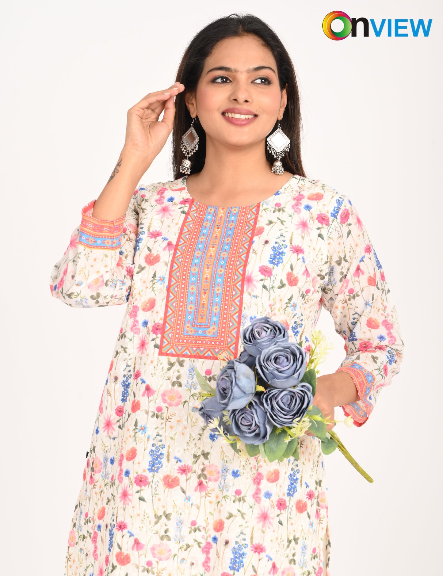 ONVIEW | 549 | COTTON CHIKANKARI WORK WITH DIGITAL PRINT