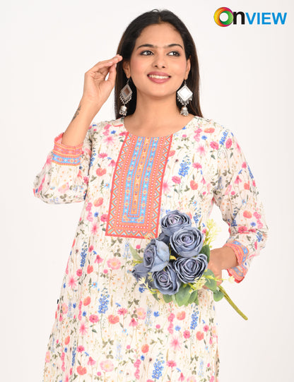 ONVIEW | 549 | COTTON CHIKANKARI WORK WITH DIGITAL PRINT