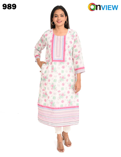 ONVIEW | 989 | COTTON CHIKANKARI WORK WITH DIGITAL PRINT