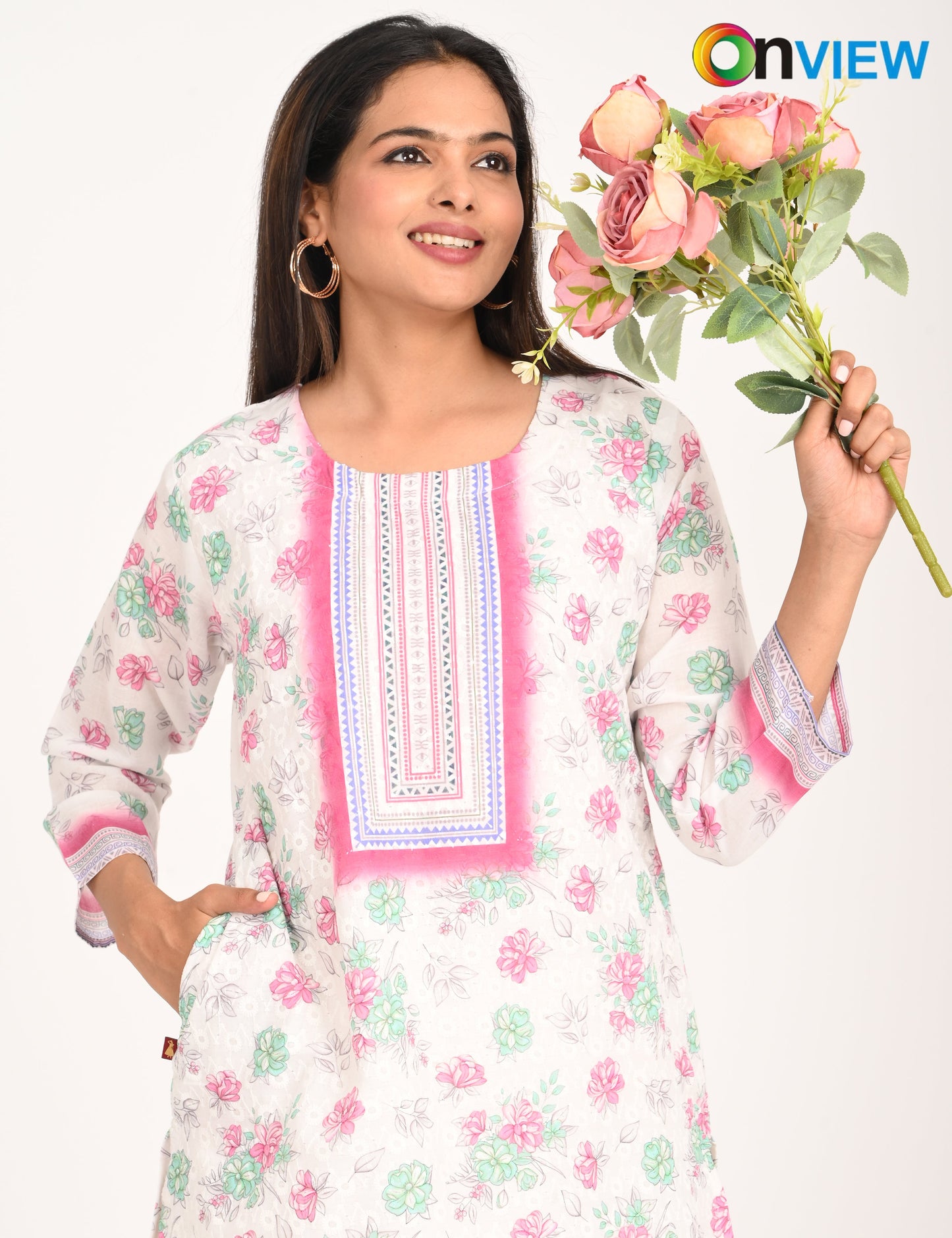 ONVIEW | 989 | COTTON CHIKANKARI WORK WITH DIGITAL PRINT