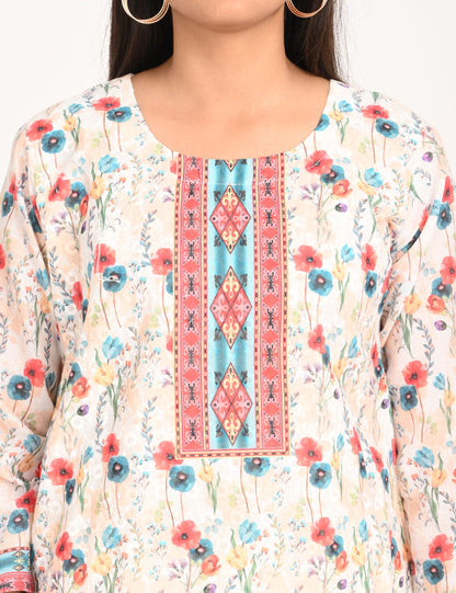 ONVIEW | 990 | COTTON CHIKANKARI WORK WITH DIGITAL PRINT
