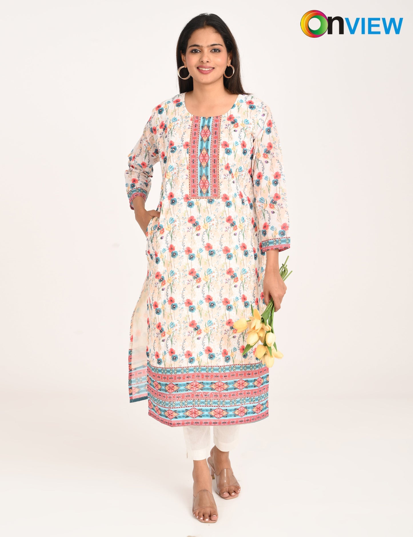 ONVIEW | 990 | COTTON CHIKANKARI WORK WITH DIGITAL PRINT