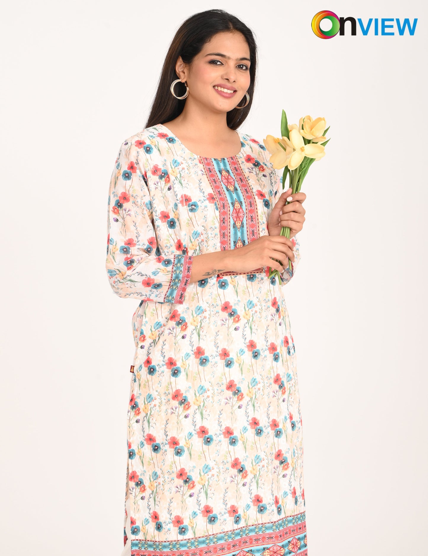 ONVIEW | 990 | COTTON CHIKANKARI WORK WITH DIGITAL PRINT