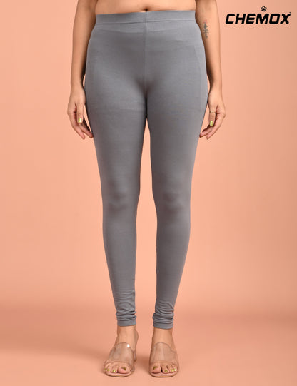 CHEMOX | 217 | Steel Grey Cotton Lycra Ankle Length Legging 180gsm