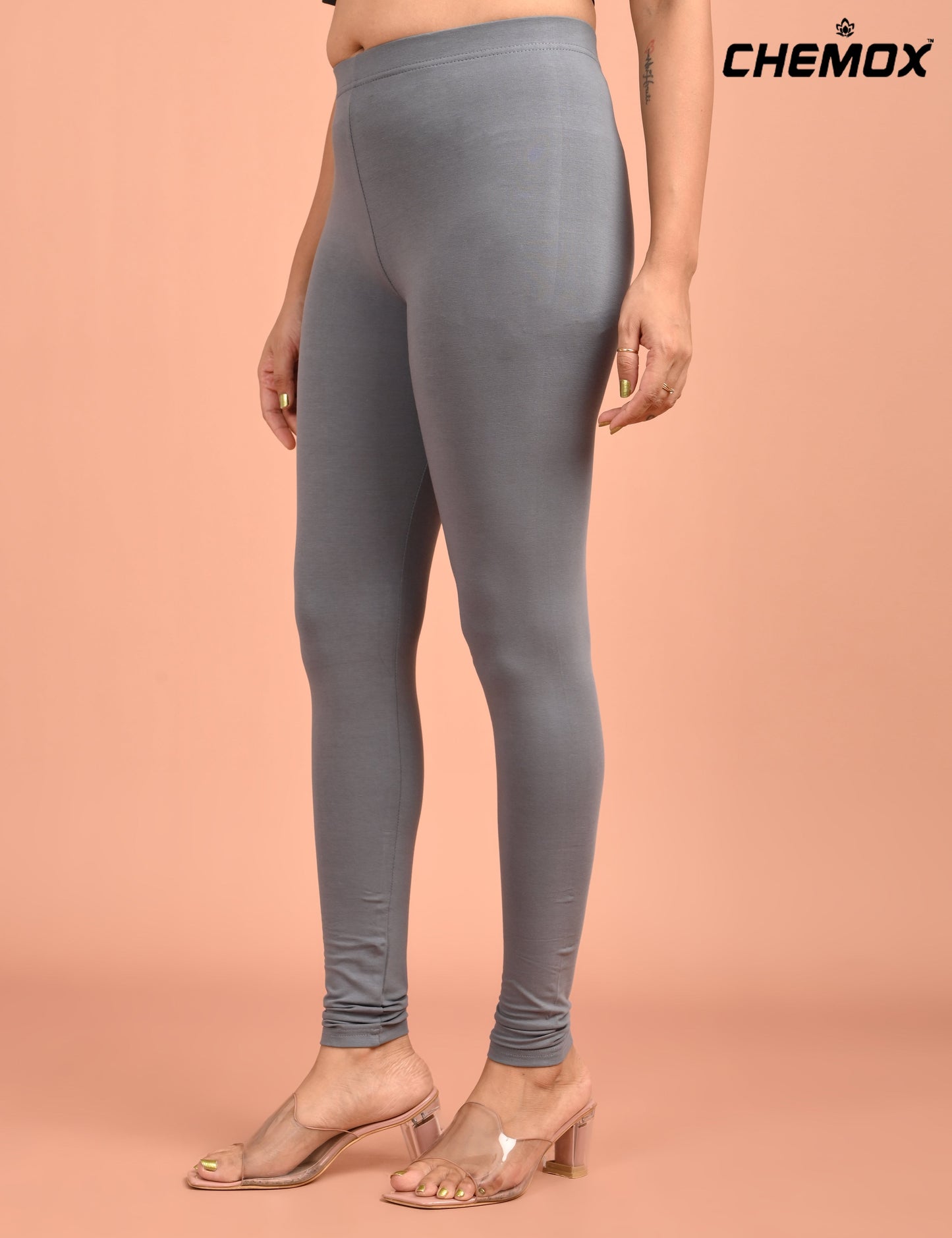 CHEMOX | 217 | Steel Grey Cotton Lycra Ankle Length Legging 180gsm