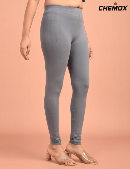 CHEMOX | 217 | Steel Grey Cotton Lycra Ankle Length Legging 180gsm