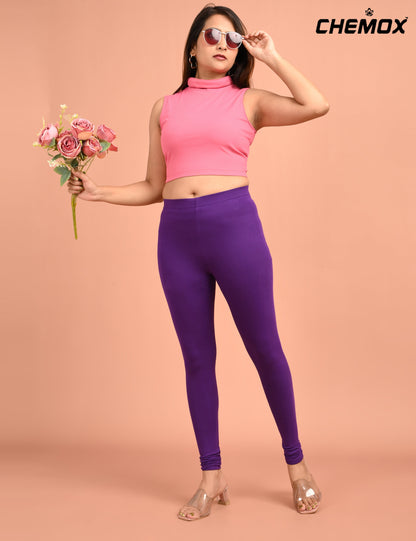 CHEMOX | 220 | Purple Cotton Lycra Ankle Length Legging 180gsm