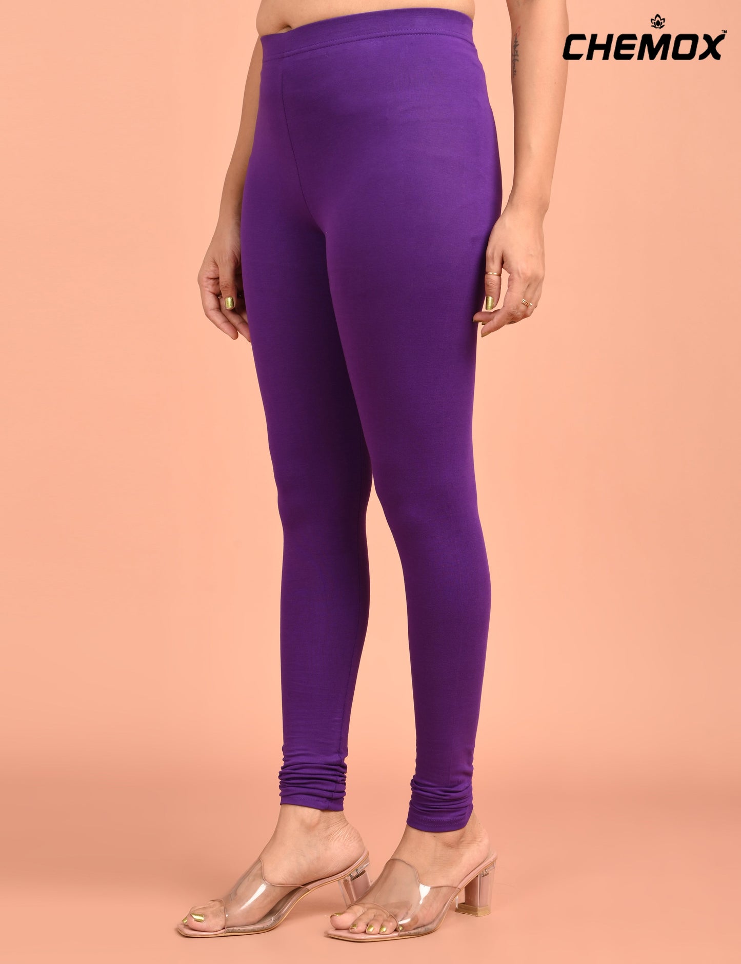 CHEMOX | 220 | Purple Cotton Lycra Ankle Length Legging 180gsm