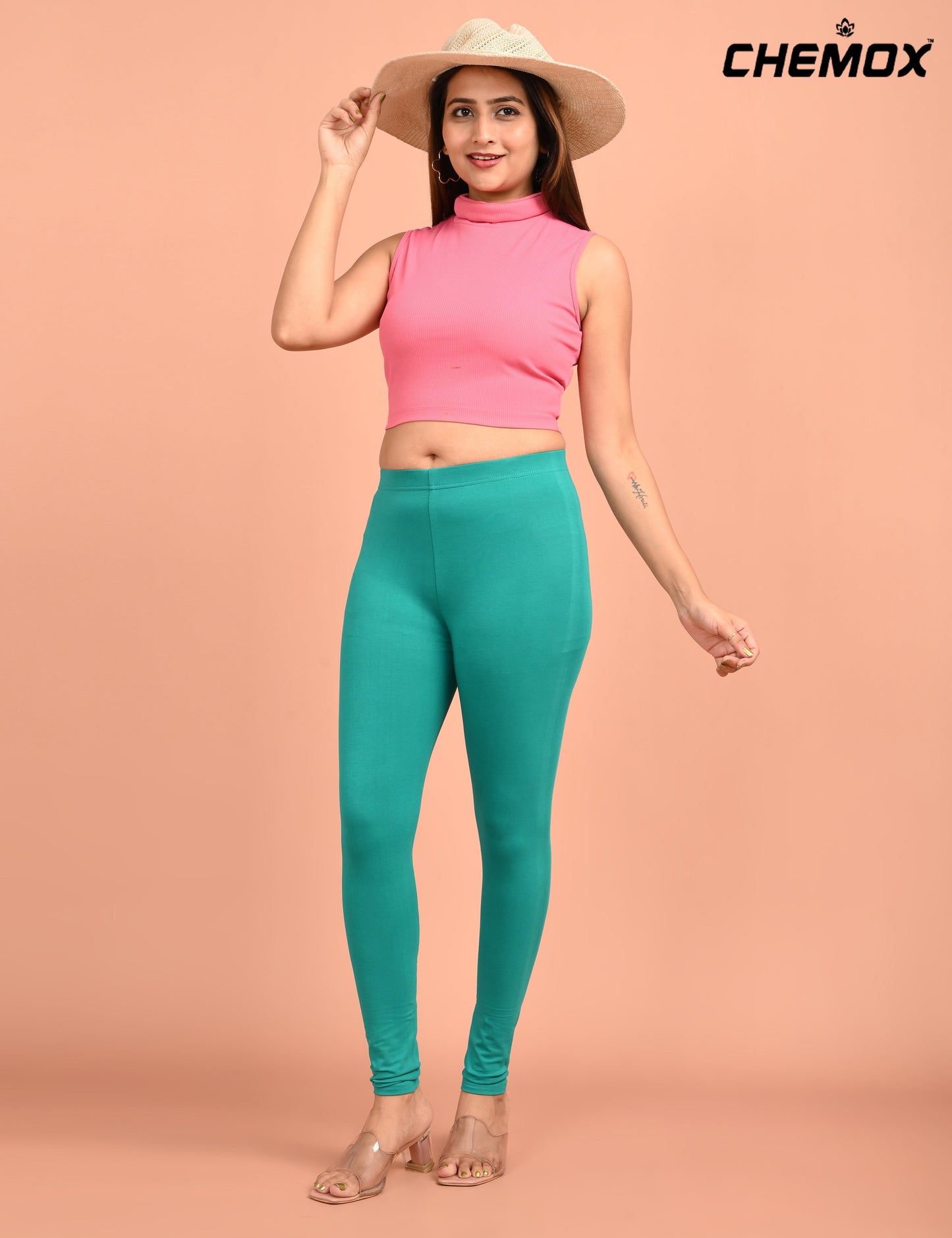 CHEMOX | 226 | Mint Green Cotton Lycra Ankle Length Legging 180gsm