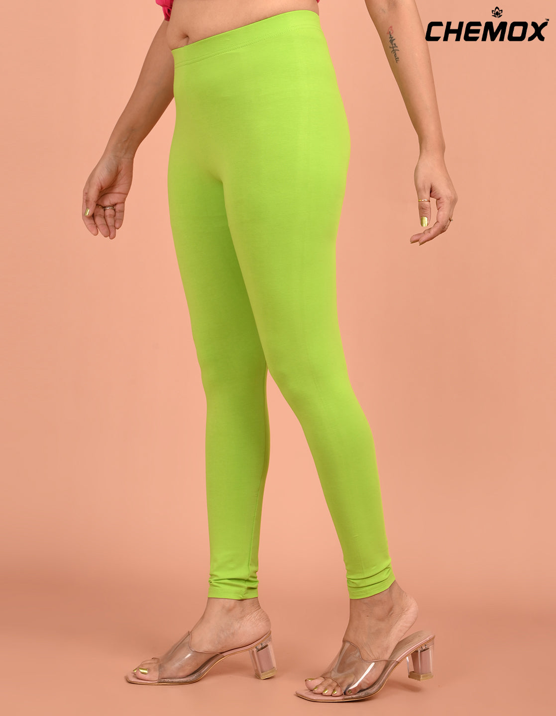 CHEMOX | 227 | Parrot Green Cotton Lycra Ankle Length Legging 180gsm
