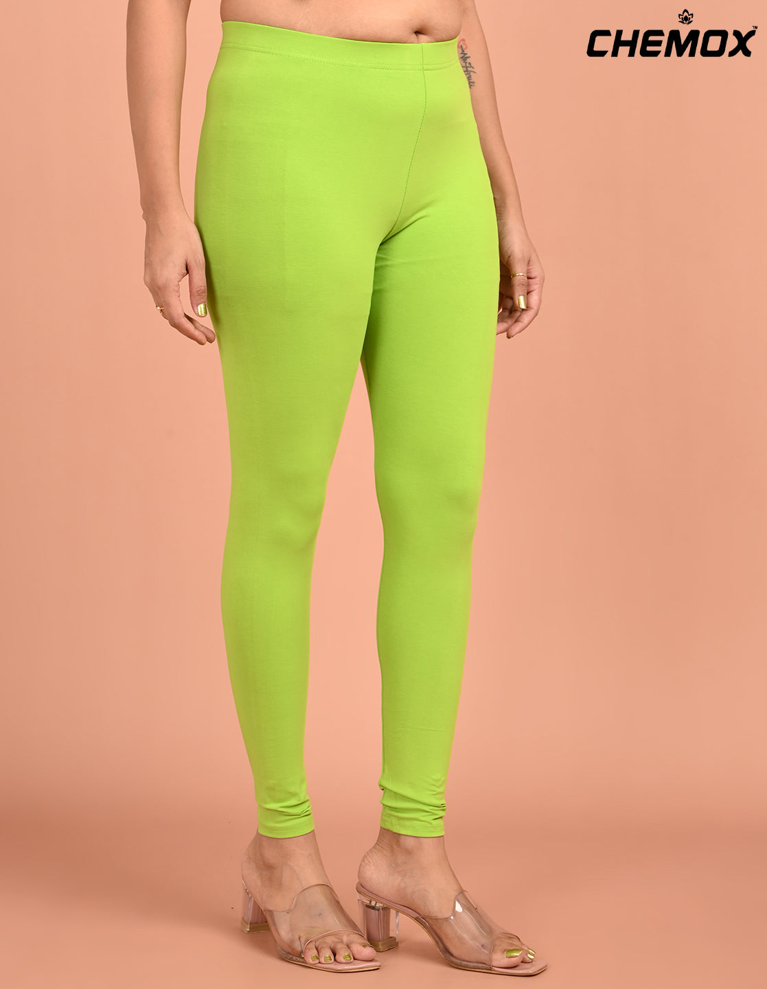 CHEMOX | 227 | Parrot Green Cotton Lycra Ankle Length Legging 180gsm