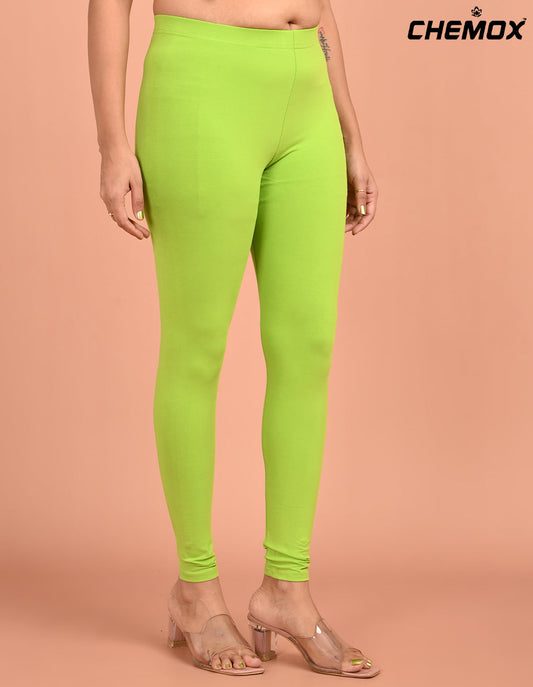 CHEMOX | 227 | Parrot Green Cotton Lycra Ankle Length Legging 180gsm