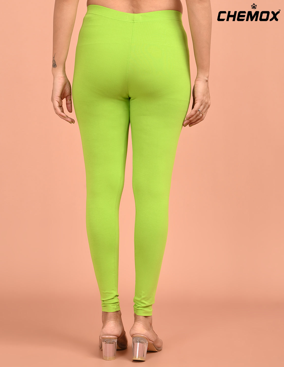 CHEMOX | 227 | Parrot Green Cotton Lycra Ankle Length Legging 180gsm