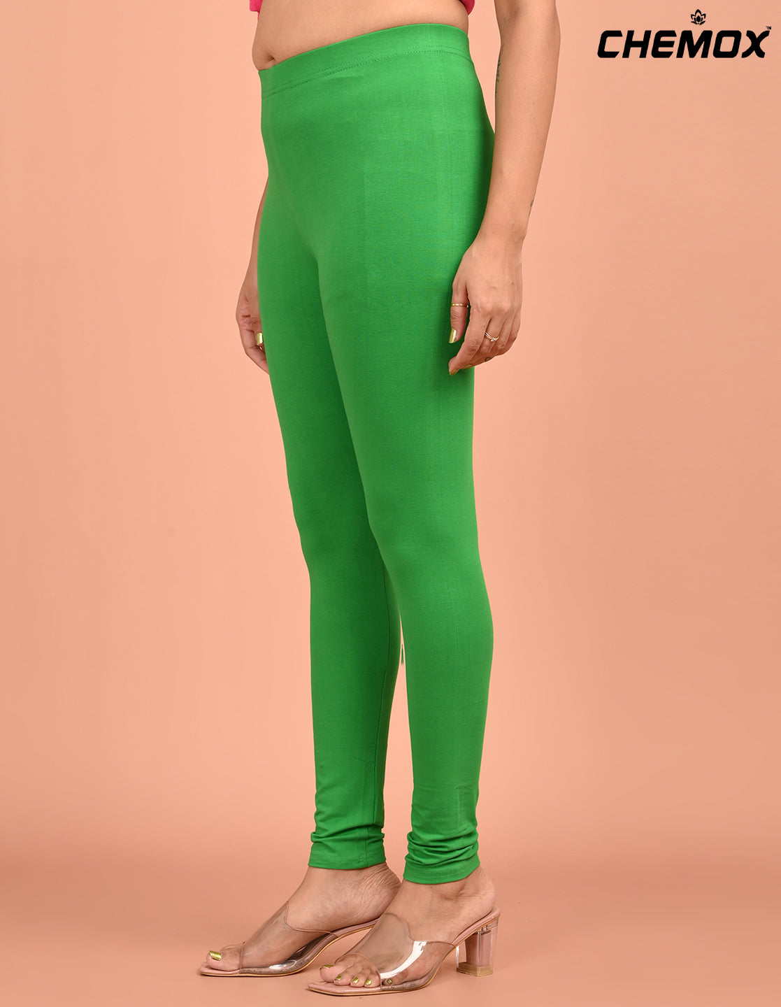 CHEMOX | 229 | Leaf Green Cotton Lycra Ankle Length Legging 180gsm