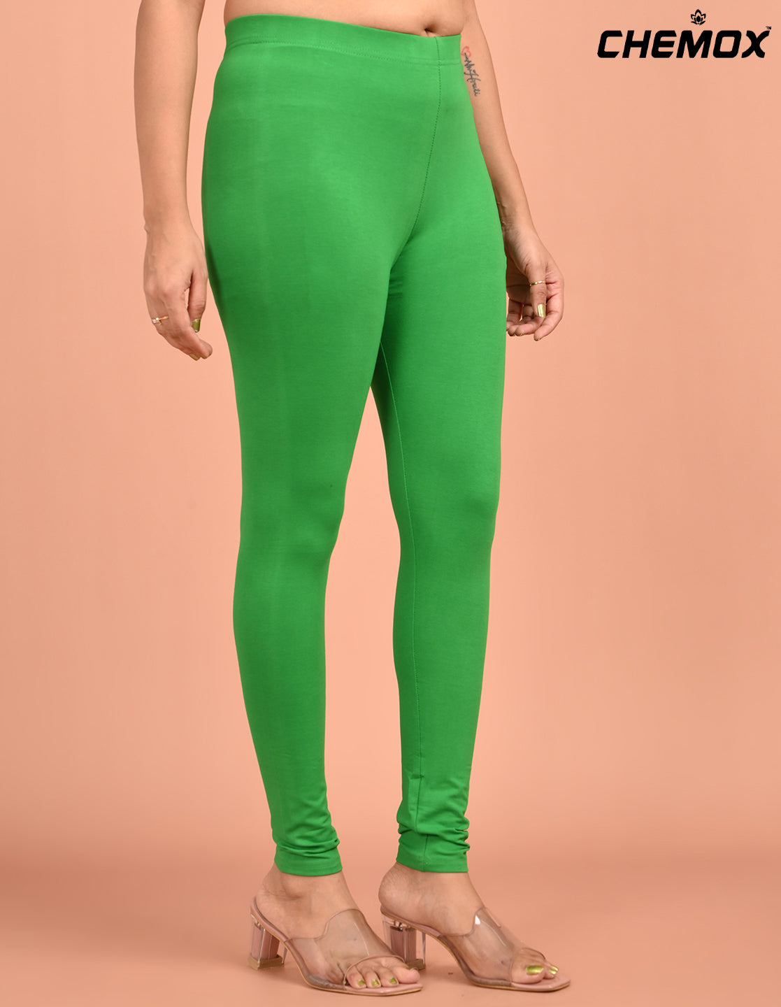 CHEMOX | 229 | Leaf Green Cotton Lycra Ankle Length Legging 180gsm