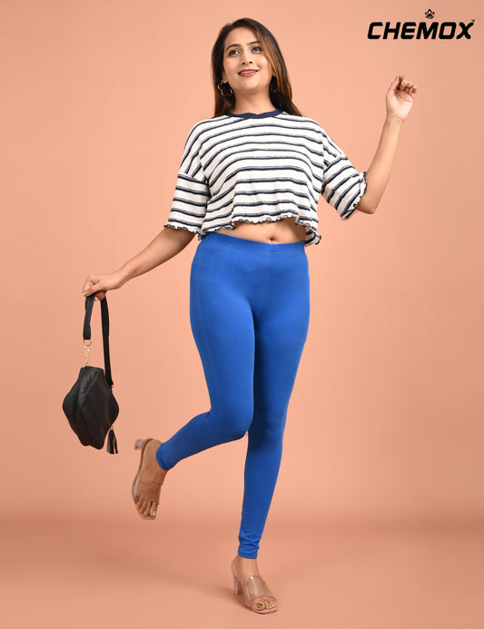 CHEMOX | 230 | Ink Blue Cotton Lycra Ankle Length Legging 180gsm